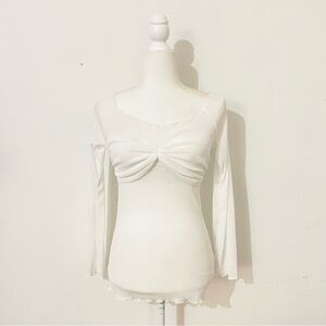 NWOT orseund iris inspired style mesh long sleeve blouse with lettuce hem